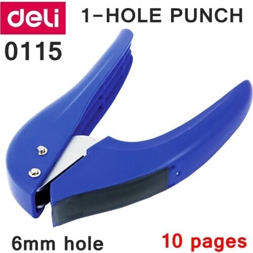 Deli 0115 Office Desk 6mm 1-Hole handheld punch Mini 0ne hole handheld punch /punch papers capacity 10 pages 80g