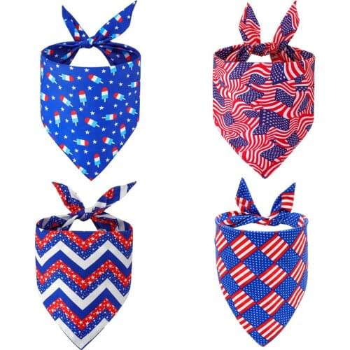 Independence Day Pet Dog Bandana Reversible Bibs Saliva Scarf Printing Kerchief Bow Tie Pet Small Large Dog Grooming Accessories