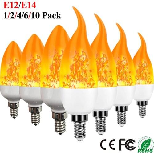 E14 E12 LED Flame Flickering Bulb 3 Modes Lighting Creative Atmosphere Lamp LED Emulation Fire Light Home Party Decor lampara 30