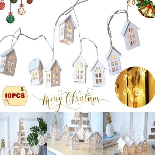 Christmas Tree House Shape Fairy Light LED String Wedding New Year Lamp Natal Garland Decorations Battery Powered 1.5M 10LED