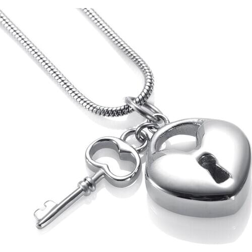 JJ016 Lock Heart Cremation Urn Pendant With A Key Stainless Steel Memorial Locket Necklace Ashes Holder Keepsake Jewelry