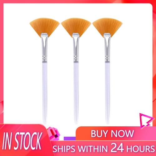 3pcs Practical Facial Brushes Fan Makeup Brushes Soft Portable Mask Brushes Cosmetic Tools for Women Ladies Girls