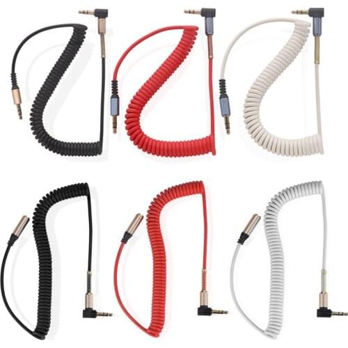Elbow Spring Telescopic Wire 3.5mm Connect Cable Male to male Aux Speaker Wire Car Retractable Black Red White Wire Undraw 1.8M