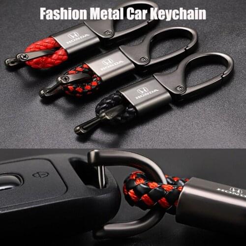 Metal Keychain For Car Keys Steel Buckle Braided Rope Anti-Lost Key Rings For Honda Civic Accord Fit City Vezel CRV Odyssey Jazz