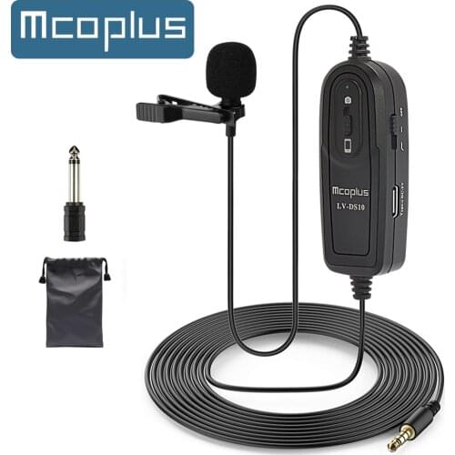 Mcoplus 3.5mm Plug Cable Clip-On Lavalier Microphone Condenser Mic Vlog Recording Microfono For DSLR Camera Phone PC Tablet