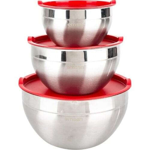 Round Stainless Steel Storage Container Set of 3 with colorful cover