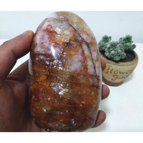 Natural stone red hematoid quartz crystal display home decoration stone color romantic Multi-inclusions Crystal