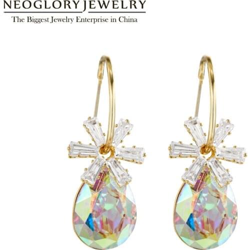 Neoglory Colorful Crystal & White Zirconia Earrings For Women Trendy Fantastic Shining Snowflake Ear Jewelry Gift New Hot