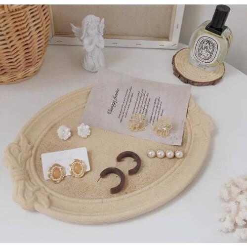 Unpainted Vintage wooden Bow Round Storage Tray raw material Nordic Multicolor Trays Decorative Table Cake Wedding Trays