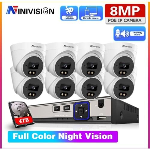 NINISION 8CH 5MP AI Camera CCTV Security Camera System Face Detection Two-way Audio Human Detection P2P Video Surveillance Set
