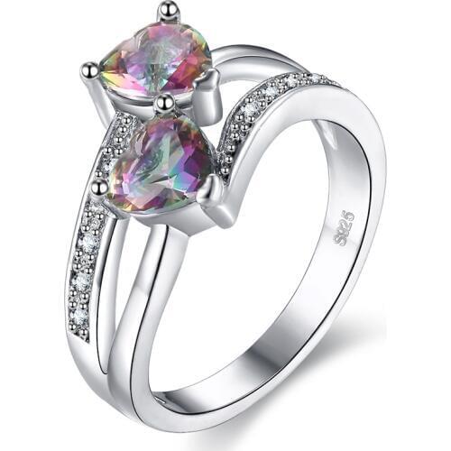 Double Love Heart Ring Wedding Rings for Women Micro-inlaid Simulation Colorful Zircon Shape Princess Jewelry Engagement Ring