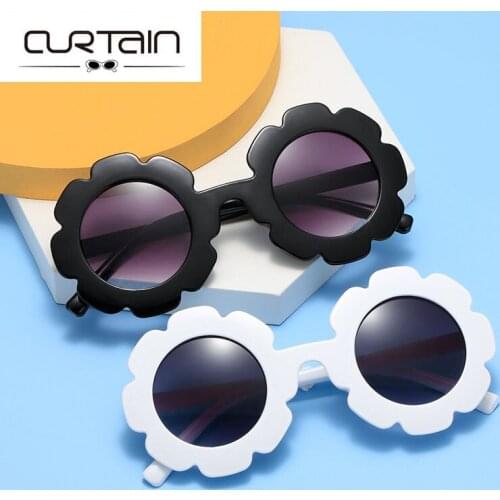 Wholesale 2019 NEW arrived Sun Flower Round Cute kids sunglasses UV400 Boy&girl Lovely baby glasses Children Oculos de sol N554