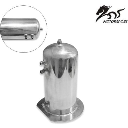 Silver Aluminum Baffled Car Oil Catch Can Tank Reservoir Breather AN6 AN8 2.5L