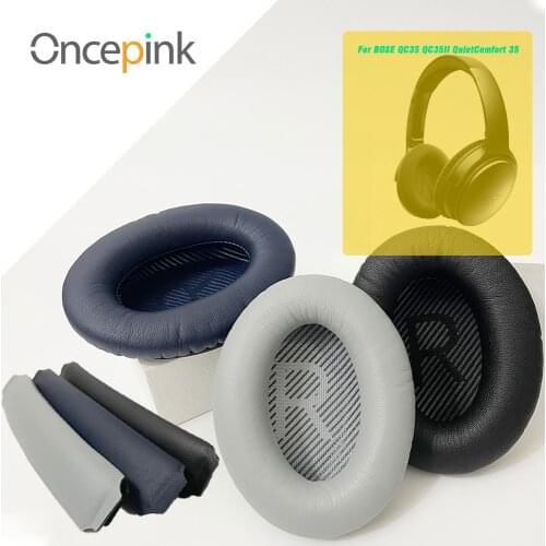Oncepink Replacement EarPads Headband For BOSE QC35 QC35II QuietComfort Headphone Ear Cover Leather Repair Earphone Accessories