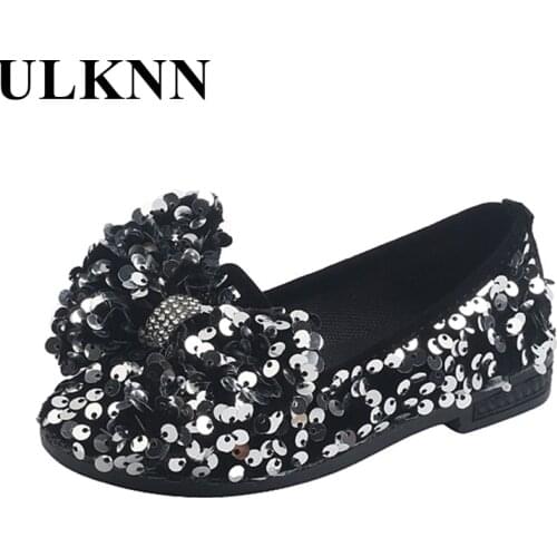 Girls Boat Shoes Childrens Leather Shoes New Kids Rhinestone Single Child Princess Shoes Butterfly-Knot Size 21-30