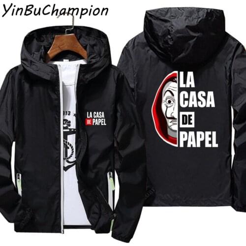 Mens Women Windbreaker La Casa De Papel Money Heist House Of Paper Thin Reflective Sunscreen Skin Hooded Coat Jacket Oversized
