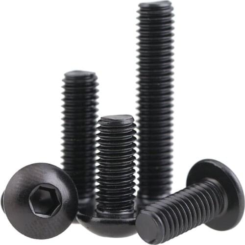 50PCS 10.9 Grade ISO7380 M2 Black hex socket button head cap screw Hexagon socket round head screw