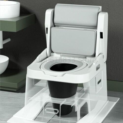 Air-tight odor barrier Mobile toilets for the elderly Household portable toilet chairs with armrests and backrests