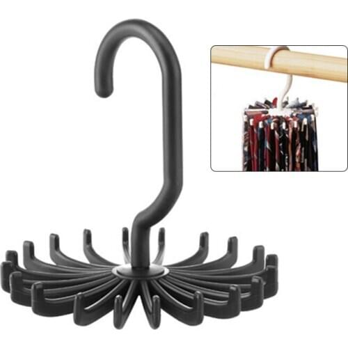 Rotating Tie Rack 20 Hooks Hanging Tie Holder Adjustable Neck Ties Organizer Hanger for Necktie Belt Silk Scarf Closet Organizer