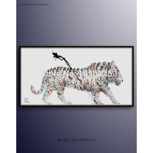 High Quality Handmade Unique Animals Abstract walking Tiger Oil Painting On Canvas Tiger Painting For Hotel Decoration