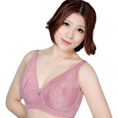 Full cup bra women push up deep V sexy bras lace coverage underwire lingerie plus size 48 46 44 42 40 38 DD E F G cup bra C3204