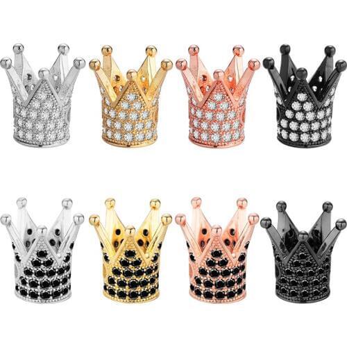 ZHUKOU 7x12mm Brass Cubic zirconia Crystal spacer bead for Women Sparkling Charm Bracelet&Bangle Jewelry Accessories model:VZ226