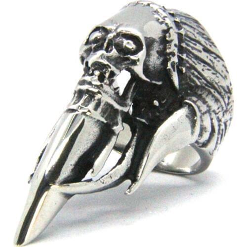 1pc Support Dropship Huge Evil Skull Ring 316L Stainless Steel Jewelry Men Boys Cool Ghost Skull Ring