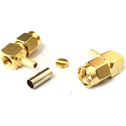 1pc New SMA Right Angle RF Connector Male Plug crimp For LMR100 RG316 RG174 cable Wholesale Wire terminal