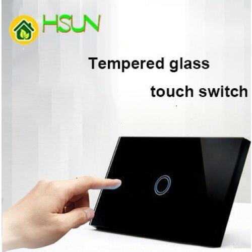 120 type US Standard Touch screen Switch 1 Gang Glass Touch Switch 110-240V Light Sensor Waterproof Switch Wall remote control