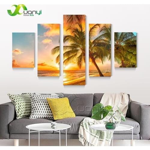 5 Piece Tropical Seascape Canvas Art Paintings Poster And Prints Wall Pictures For Living Room Tropical Beach Art Decor Unframed