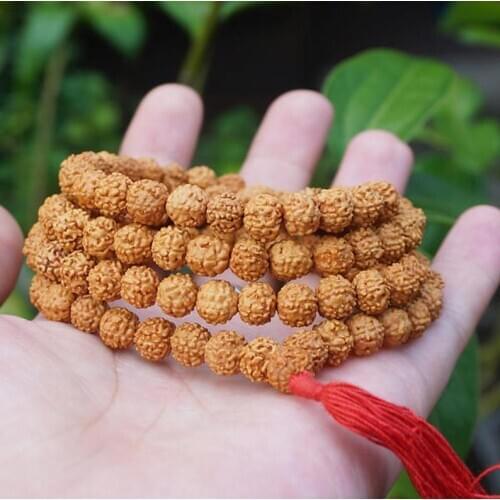 8mm Natural Rudraksha Beads Mala Beads Loose Round Rudraksha Beads Japa Mala Yoga Jewellry Findings DIY Accessories Natural Gold