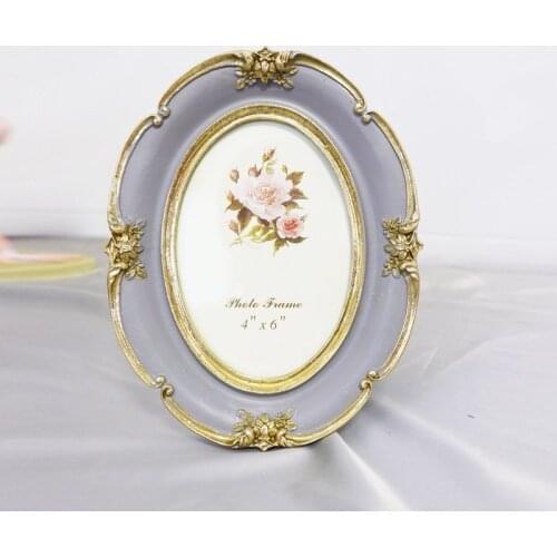 American Purple 6-inch 7-inch Oval Photo Frame Set-up European-style High-end Creative Picture Frame Retro Old Palace Carved