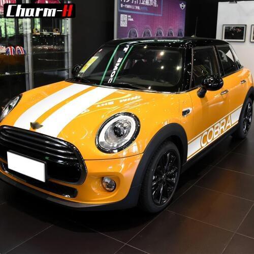 Car Styling Hood Bonnet Trunk Rear Side Skirt Racing Stripes Vinyl Decal Stickers For Mini Cooper Cobra F55 5-Door Hatchback