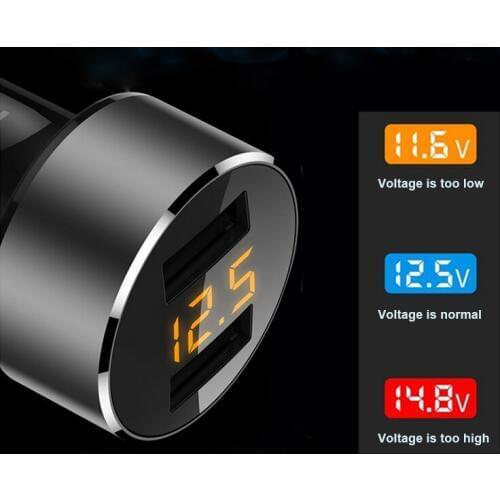 3.6A 2 Port Dual USB Car Charger Digital Led Display Charger Adapter For Mobile Phone Voltage Charging For Iphone Xiaomi