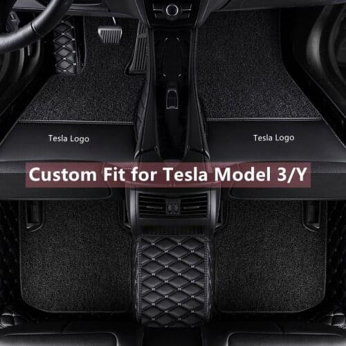 Tesla Model Y 3 Custom Fit Car Accessories Floor Mat Interior ECO Thick Leather For Double Layers High Quality Carpet Tesla