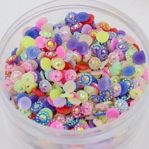 Free Shipping 6mm 288pcs Jelly Colors Mixed Flatback Rhinestones DIY Glitter Sunflower Resin Drill FlatBack Bead Decoration