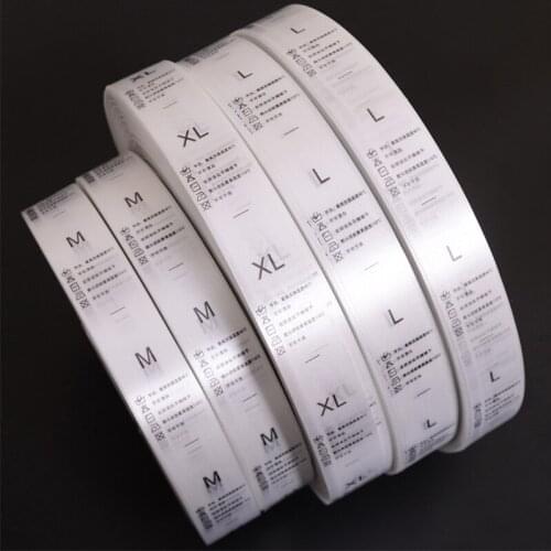 Free Shipping Custom Made design white garment washing care label clothing size tags silk washable labels