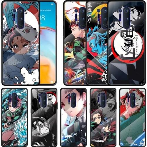 Tempered Glass Shockproof Cover Anime Demon Slayer For Oneplus 9R 9 8T 8 Nord Z 7T 7 Pro 5G Shockproof Phone Case
