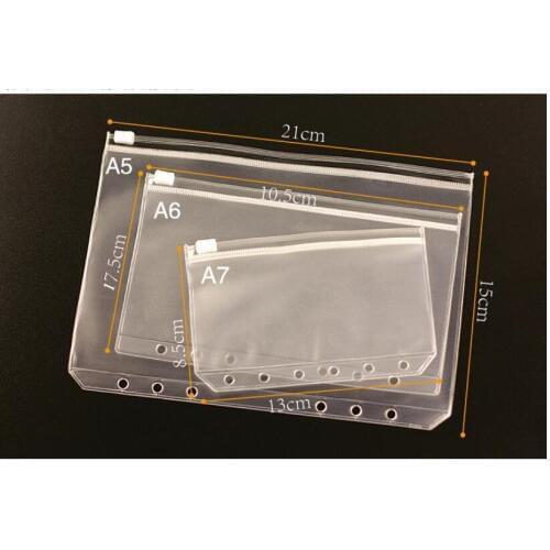 A5/A6/A7 Card Holder Bag PVC Presentation Binder Folder Zipper Receive Bag Concise Diario Planners Spiral Filing Storage Bag