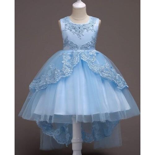 Childrens Dress Princess Dress Embroidered Girls Lace Dress Flower Childrens Tailed Shawl Skirt Flower Girl Dress