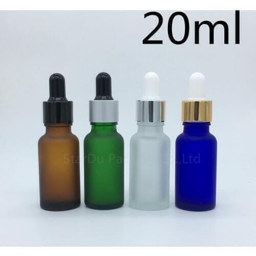 Travel bottle 200pcs 20ml amber green blue Transparent frosted glass essential oil bottle, 20cc glass perfume dropper bottle