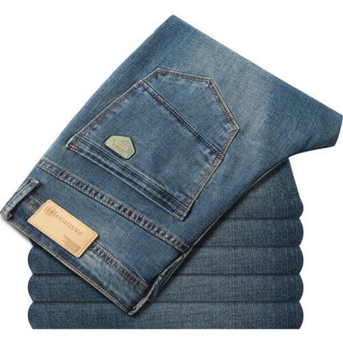2020 Spring New Mens Vintage Blue Stretch Jeans High Quality Business Casual Regular Fit Denim Pants Male Brand Trousers