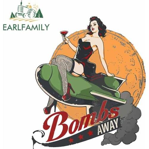 EARLFAMILY 13cm x 10.9cm For Bombs Away Girl Car Stickers Interesting Decal Waterproof Sunscreen Car Styling Interesting Decor