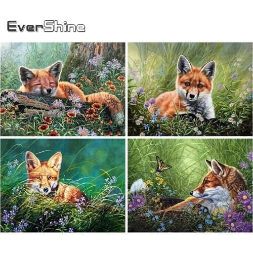 Evershine 5D DIY Diamond Embroidery Fox Craft Kit Diamond Painting Animal Needlework Cross Stitch Mosaic Home Decor Gift