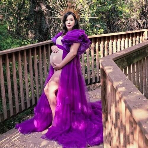 Purple Maternity Dresses For Photo Shoot Tulle Outfits For Women Bridal Fluffy Prom Gowns Robe Dress Pregnancy Clothes