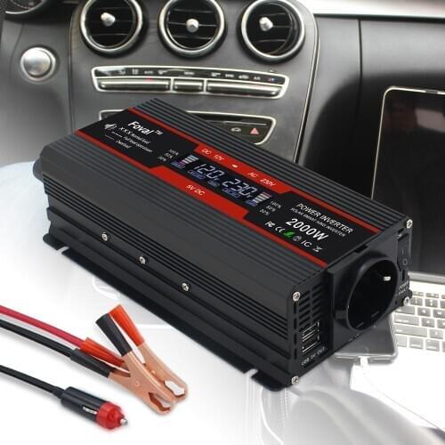 Inversor 12v to 220v 2000Wгенератор 220 вольт Durable LCD Display Dual 2 USB EU Car Inverter Transformer инвертор 12v 220v авто