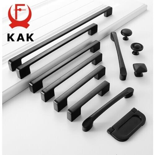 KAK Black Kitchen Handle Zinc Alloy Cabinet Knobs and Handles Stylish Drawer Knobs Pulls Furniture Handle Cabinet Door Hardware