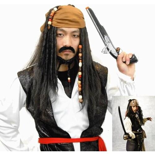 Halloween costume for men adult pirate captain jack sparrow wigs hat pirates of the caribbean cosplay Accessories female male