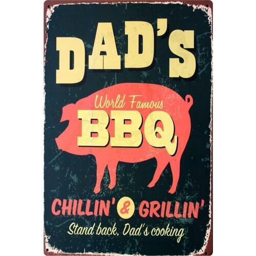 [ Mike86 ] DADS BBQ PIG Metal Poster Gift PUB Wall Sign art Painting Craft Bar Decor B-212Mix order 20*30 CM