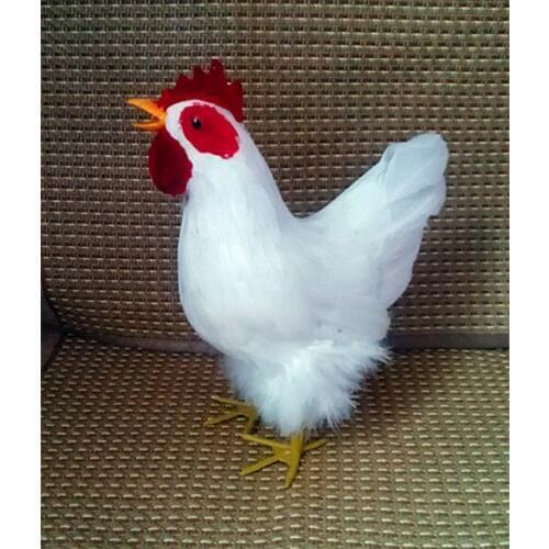 Simulation cute white standing cock 25x21cm model polyethylene&furs chick model home decoration props ,model gift d278